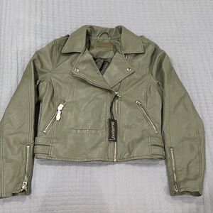 BlankNYC Olive Green Faux Leather Jacket